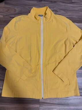T by Talbots Women’s L Zip Front Long Sleeve Active Jacket Yellow Zip Pockets